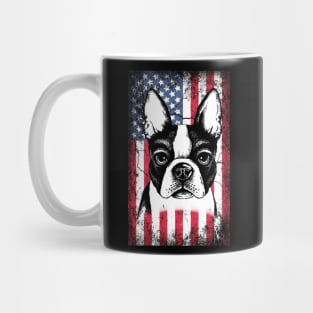 Patriotic Boston Terriers American Flag Mug